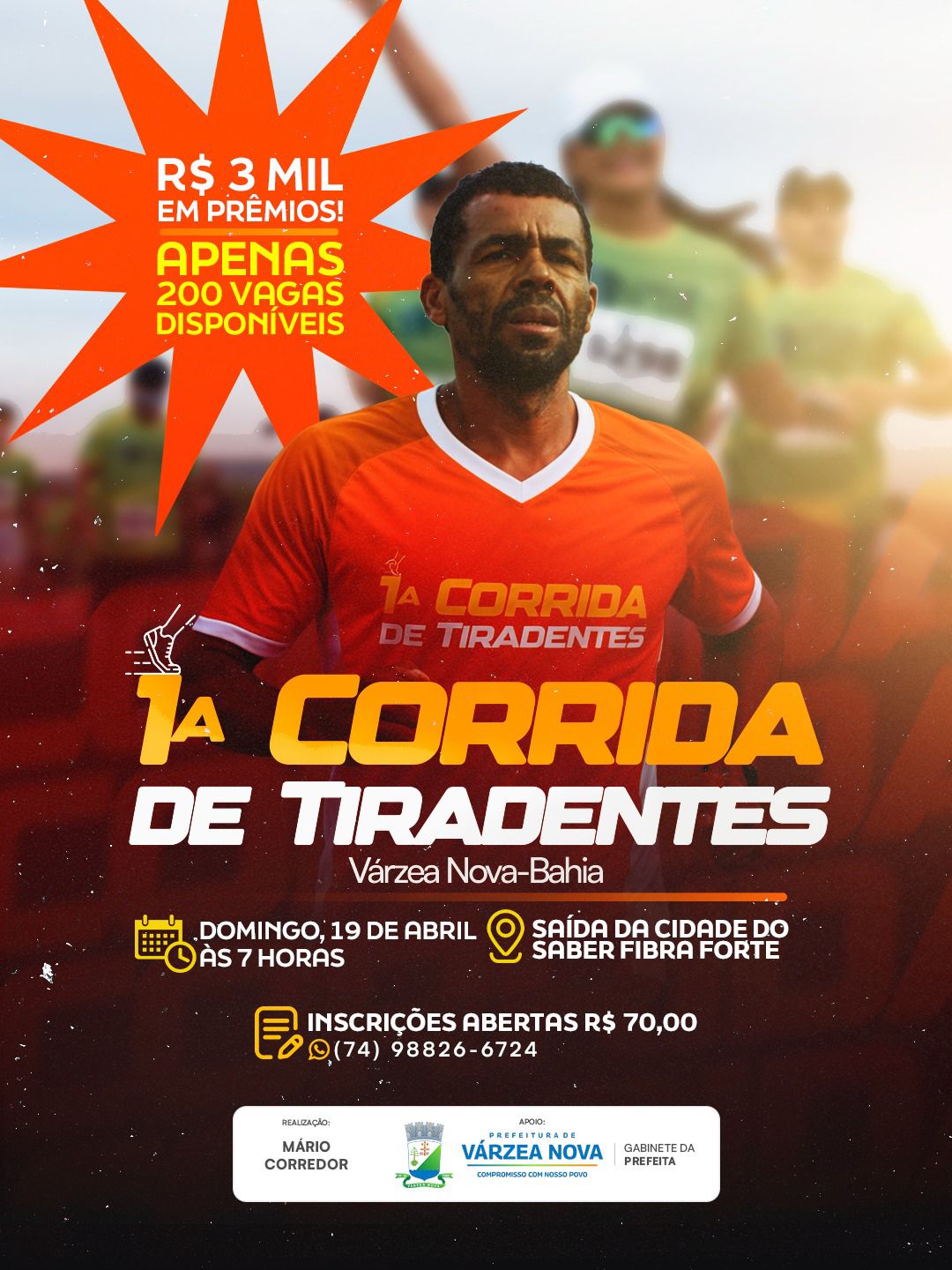 Várzea Nova sediará a 1ª Corrida de Tiradentes com premiação e incentivo ao esporte local